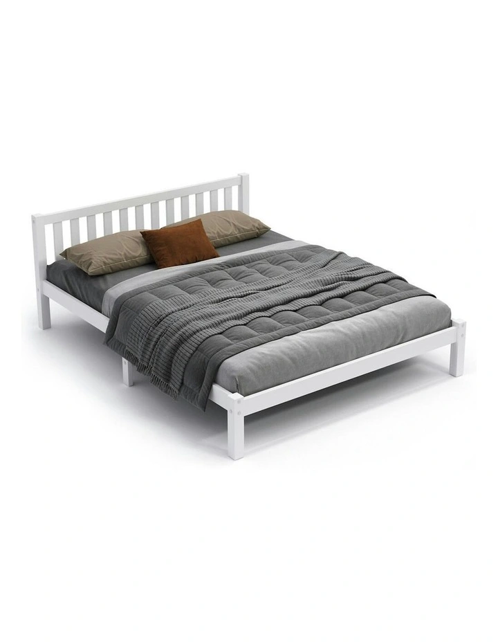 Alfordson Wooden Bed Frame Double Mattress Base White image 1