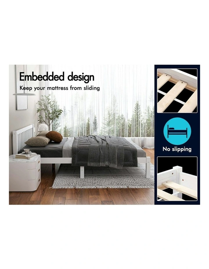 Alfordson Wooden Bed Frame Double Mattress Base White image 3