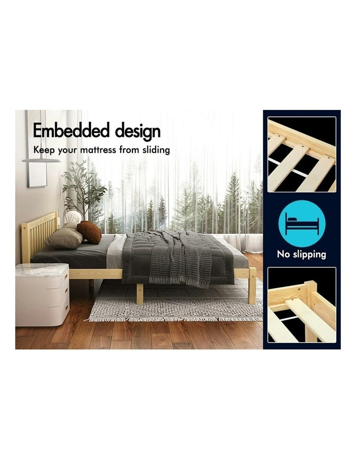 Alfordson Wooden Bed Frame King Mattress Base Natural image 3