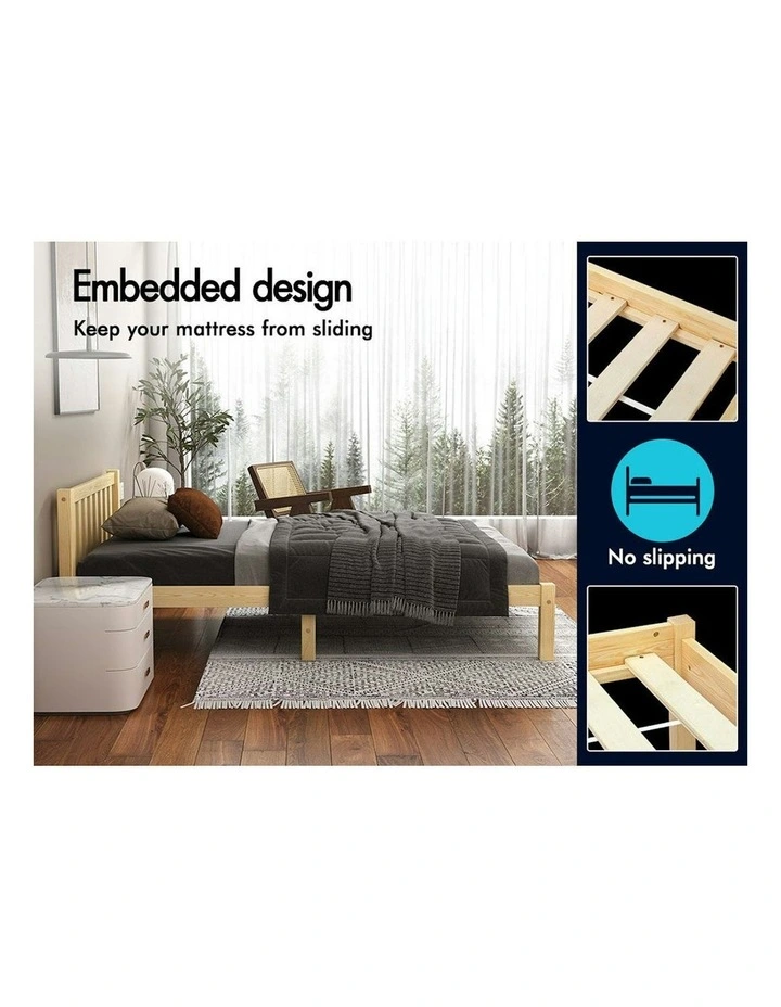 Alfordson Wooden Bed Frame King Single Mattress Base Natural image 3