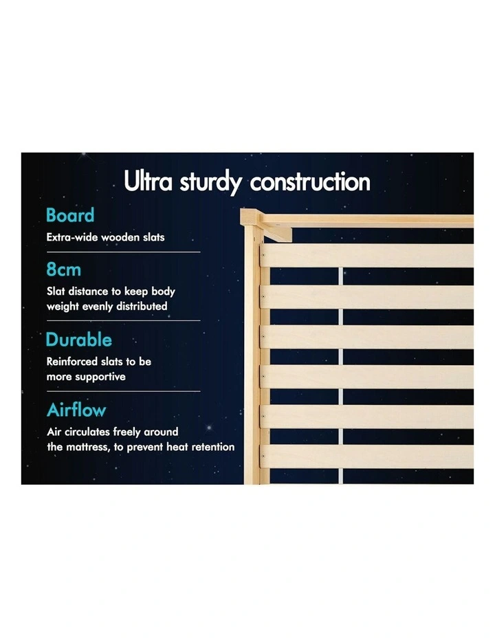 Alfordson Wooden Bed Frame King Single Mattress Base Natural image 5