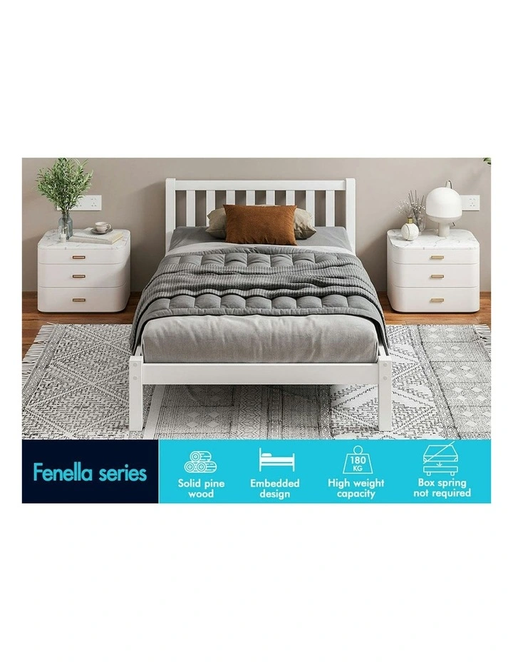 Alfordson Wooden Bed Frame King Single Mattress Base White image 2