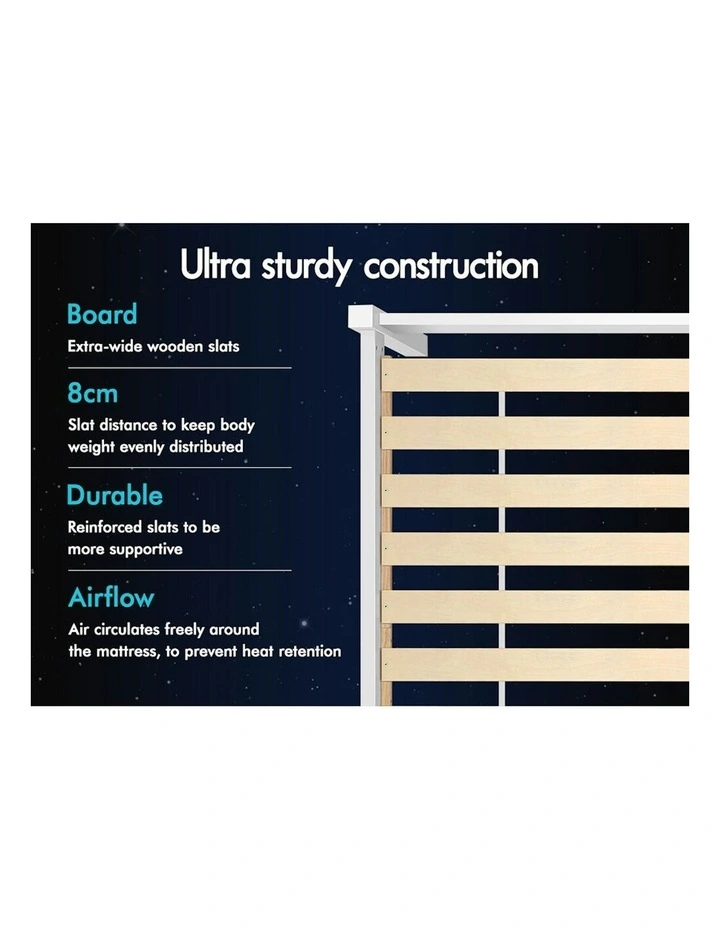 Alfordson Wooden Bed Frame King Single Mattress Base White image 5