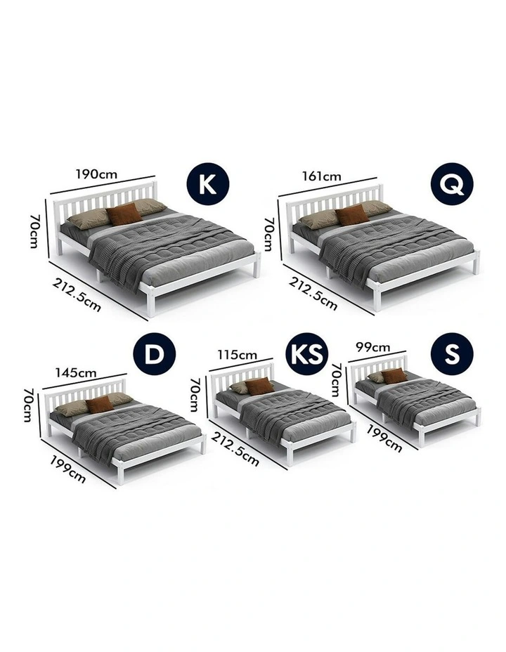 Alfordson Wooden Bed Frame King Single Mattress Base White image 7