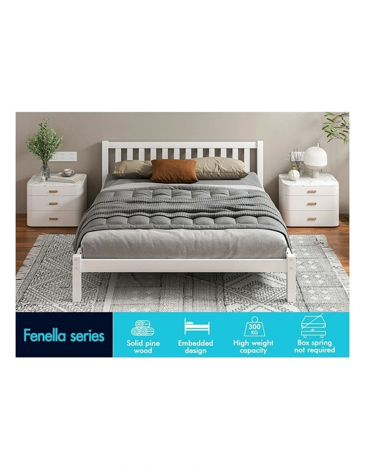 Alfordson Wooden Bed Frame King Mattress Base White image 2