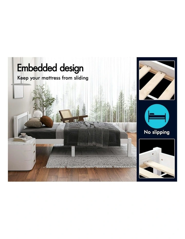 Alfordson Wooden Bed Frame Single Mattress Base White image 3