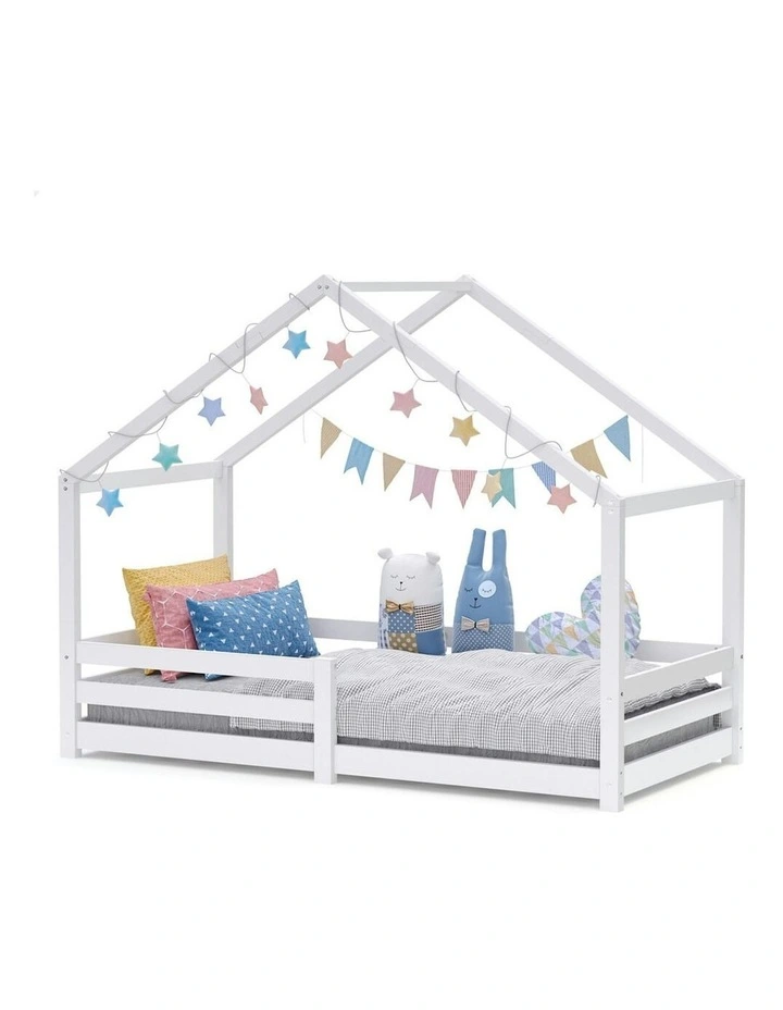 Alfordson Bed Frame Wooden Mattress Base Single White Nellie image 1