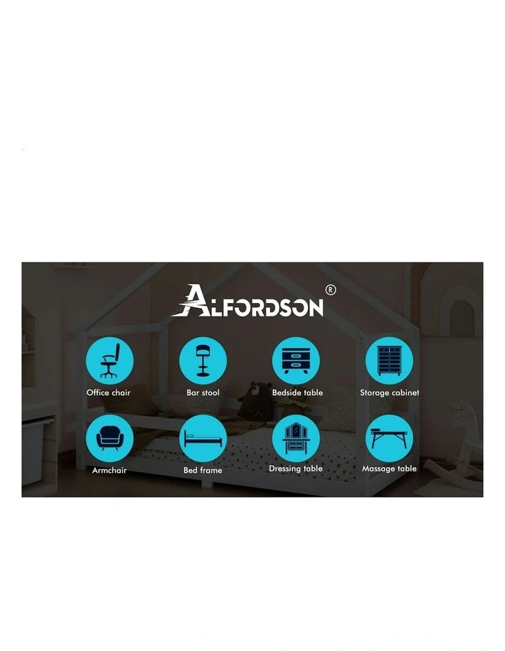 Alfordson Bed Frame Wooden Mattress Base Single White Nellie image 2