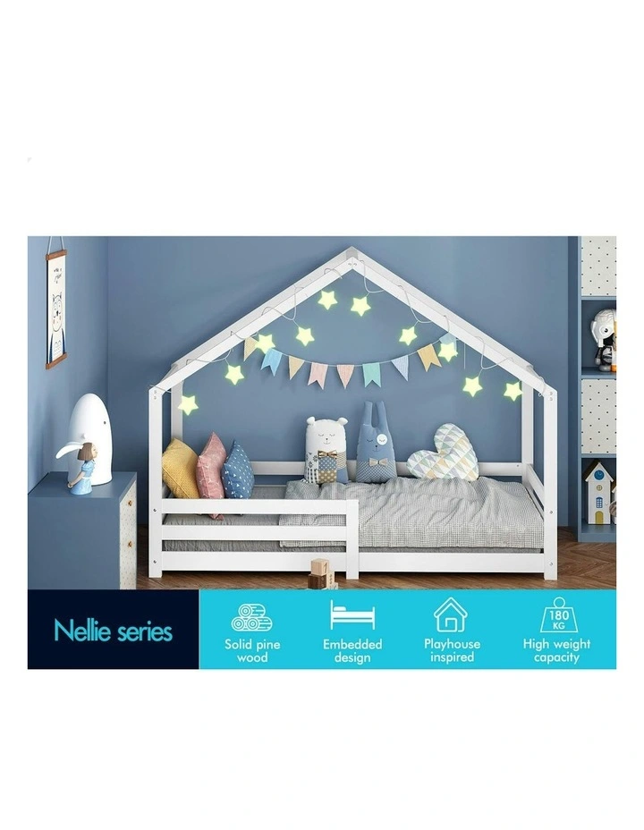 Alfordson Bed Frame Wooden Mattress Base Single White Nellie image 3