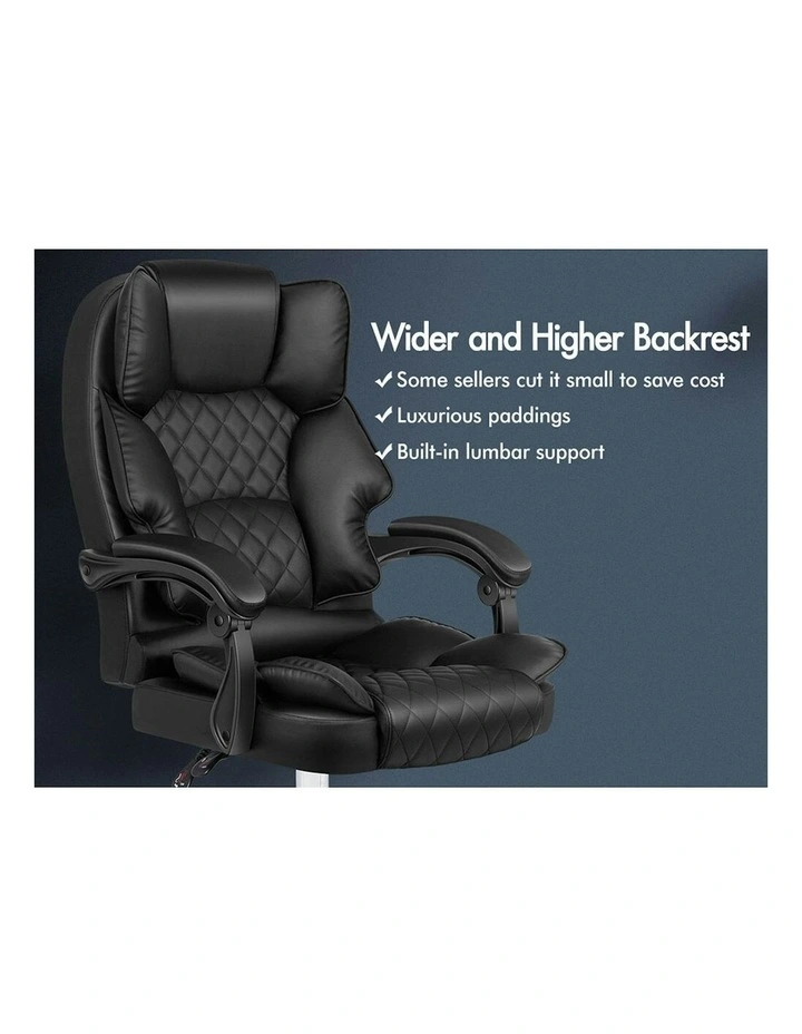 ALFORDSON Office Chair Deluxe PU Leather Executive - Black (no footrest) image 3