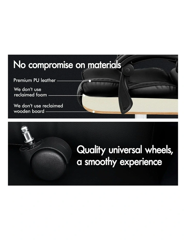 ALFORDSON Office Chair Deluxe PU Leather Executive - Black (no footrest) image 4