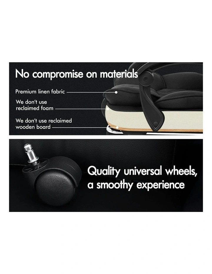 ALFORDSON Office Chair Deluxe Fabric Executive - Black (With Footrest) image 4