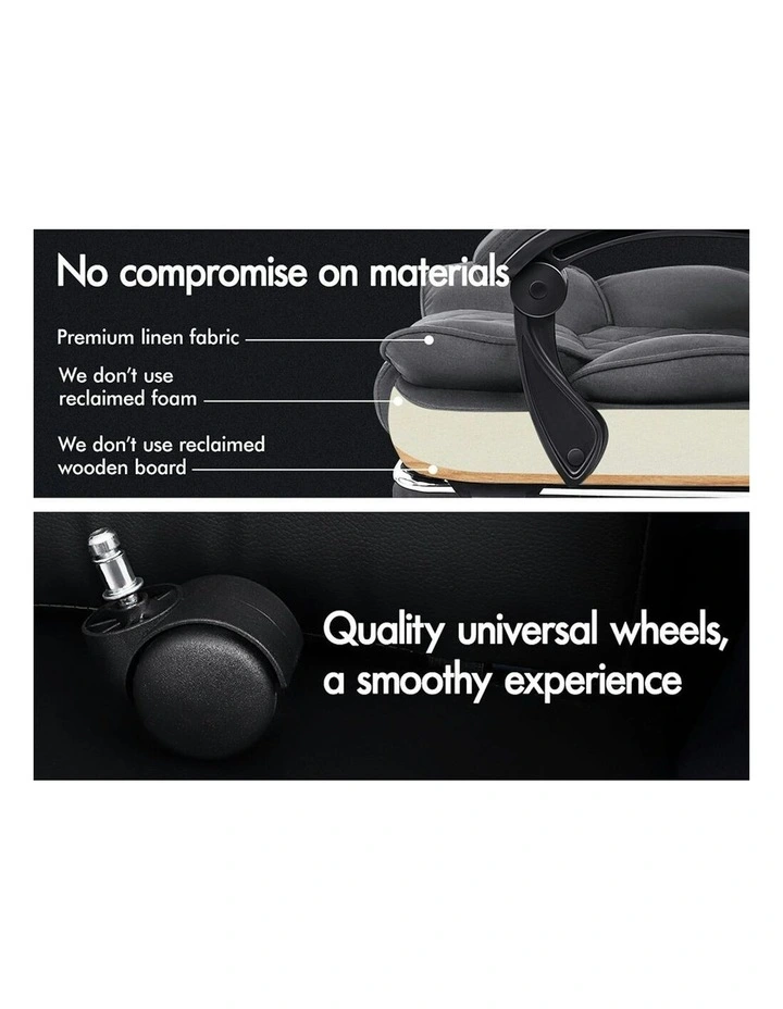 ALFORDSON Office Chair Deluxe Fabric Executive - Grey (With Footrest) image 4