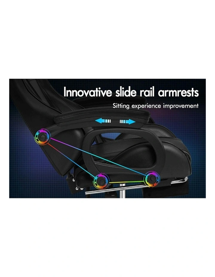 ALFORDSON Gaming Chair 2-Point Massage Lumbar Pillow Xavier Black image 2