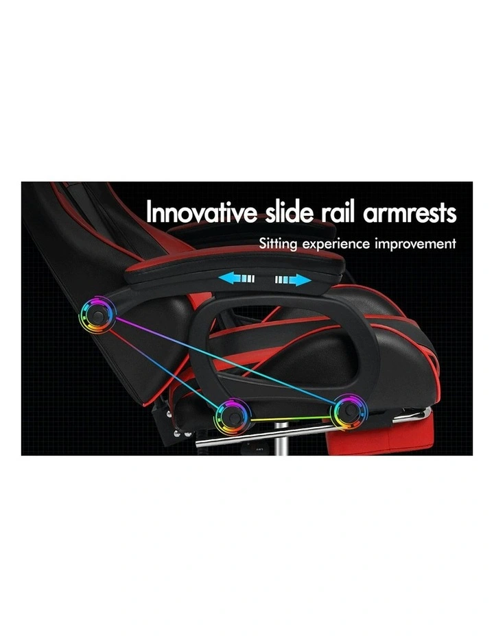 ALFORDSON Gaming Chair 2-Point Massage Lumbar Pillow Xavier Black & Red image 2