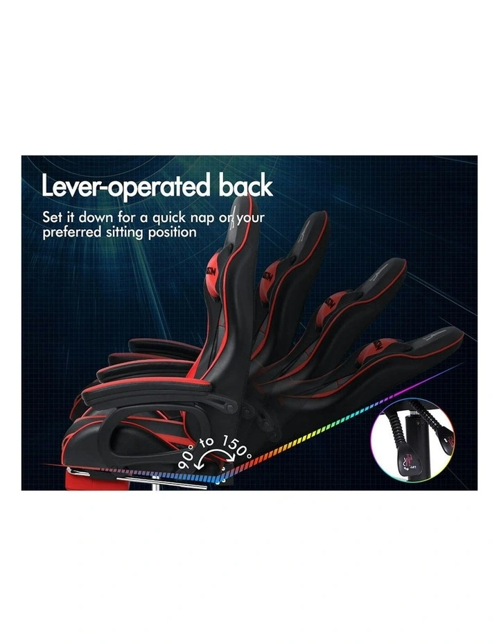 ALFORDSON Gaming Chair 2-Point Massage Lumbar Pillow Xavier Black & Red image 5