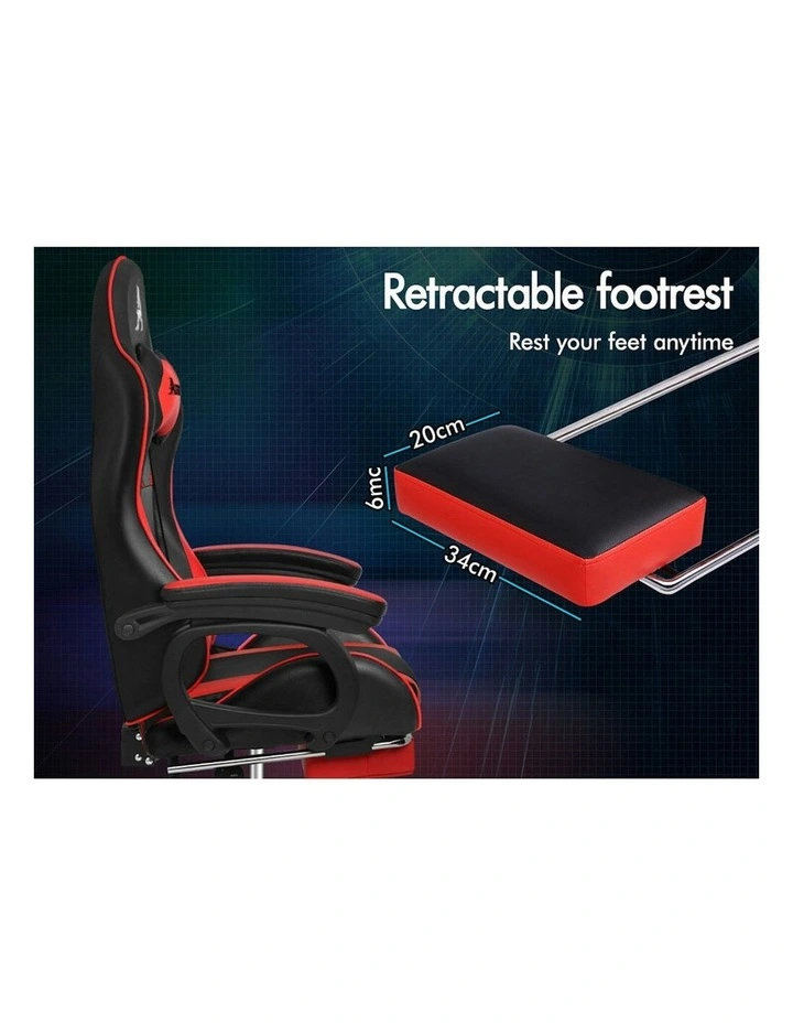 ALFORDSON Gaming Chair 2-Point Massage Lumbar Pillow Xavier Black & Red image 7