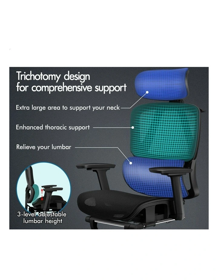 ALFORDSON Ergonomic Office Chair Mesh Seat Desk Computer Gaming All Black image 2