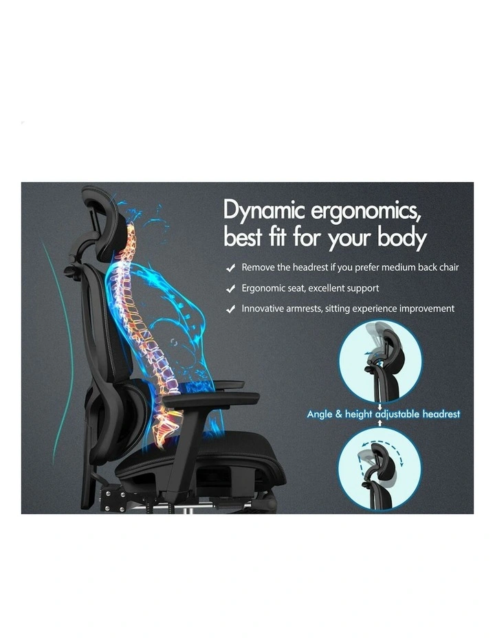 ALFORDSON Ergonomic Office Chair Mesh Seat Desk Computer Gaming All Black image 3