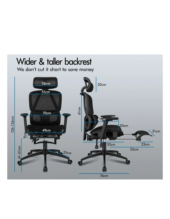 ALFORDSON Ergonomic Office Chair Mesh Seat Desk Computer Gaming All Black image 7