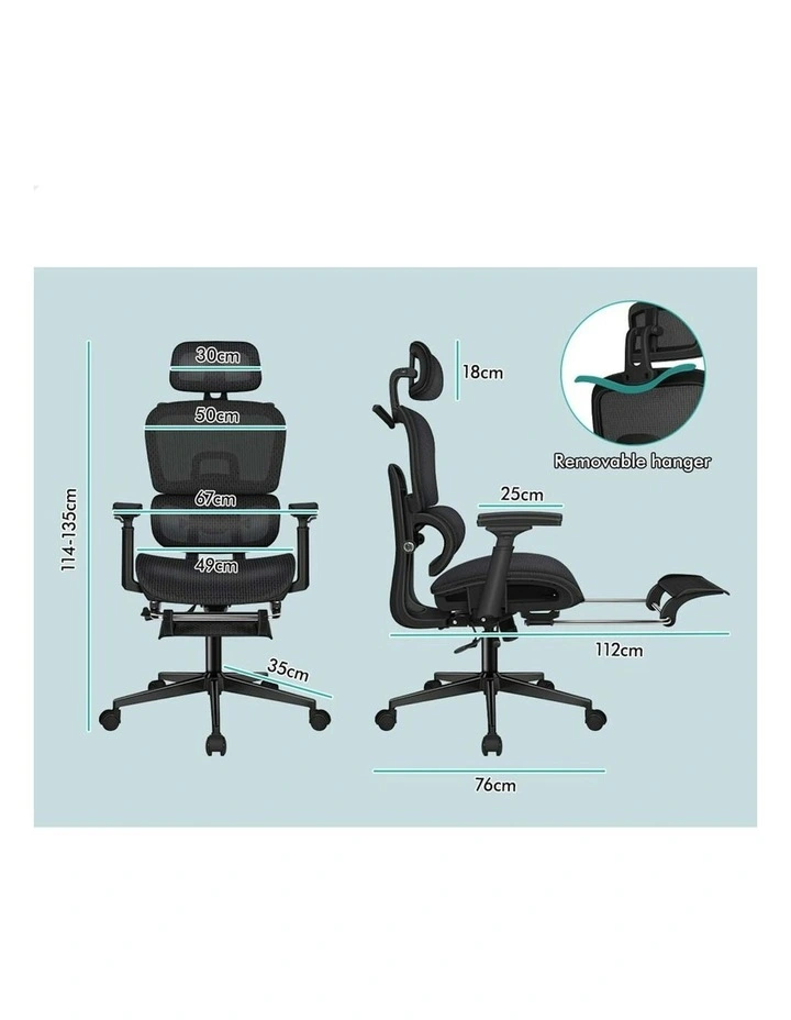 ALFORDSON Ergonomic Office Chair Executive All Black image 7