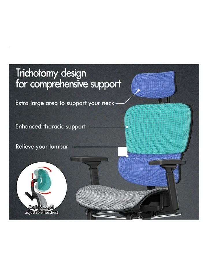 ALFORDSON Ergonomic Office Chair Mesh Executive Racing Computer Seat Black Grey image 2