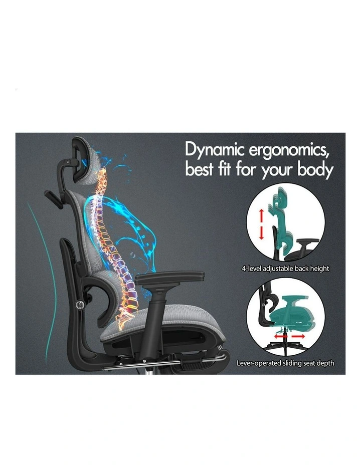 ALFORDSON Ergonomic Office Chair Mesh Executive Racing Computer Seat Black Grey image 3