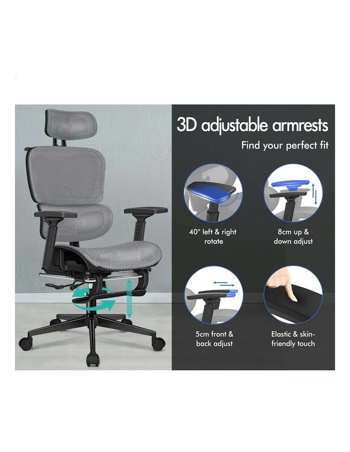 ALFORDSON Ergonomic Office Chair Mesh Executive Racing Computer Seat Black Grey image 5