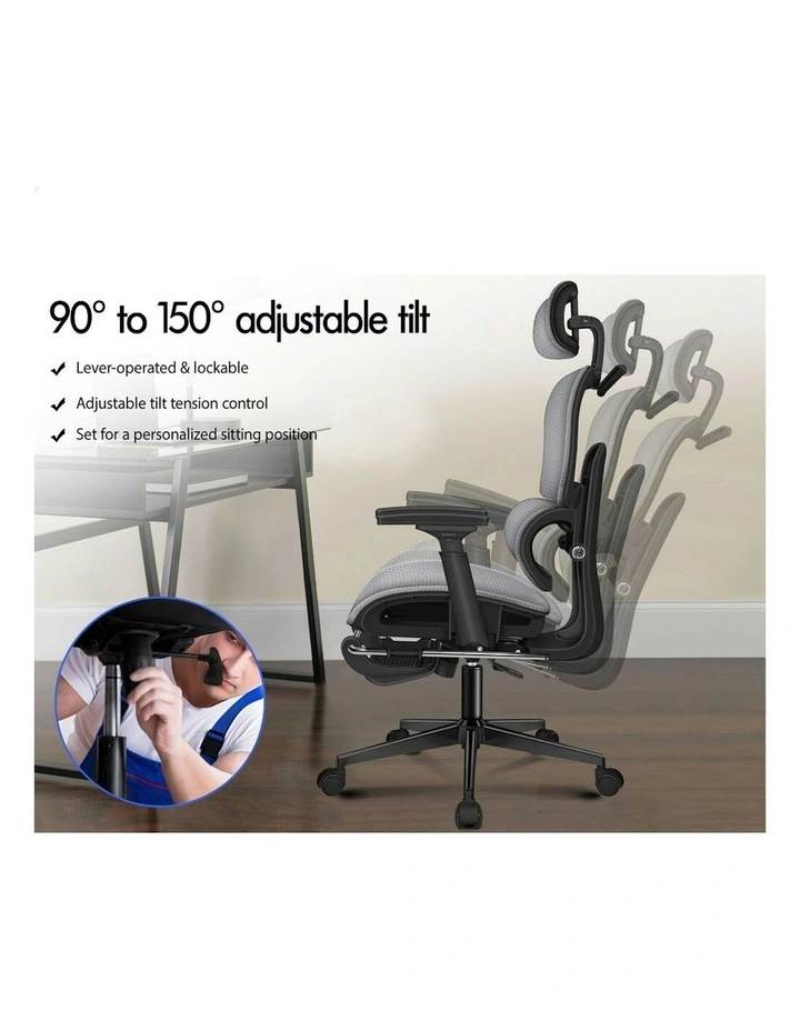 ALFORDSON Ergonomic Office Chair Mesh Executive Racing Computer Seat Black Grey image 6