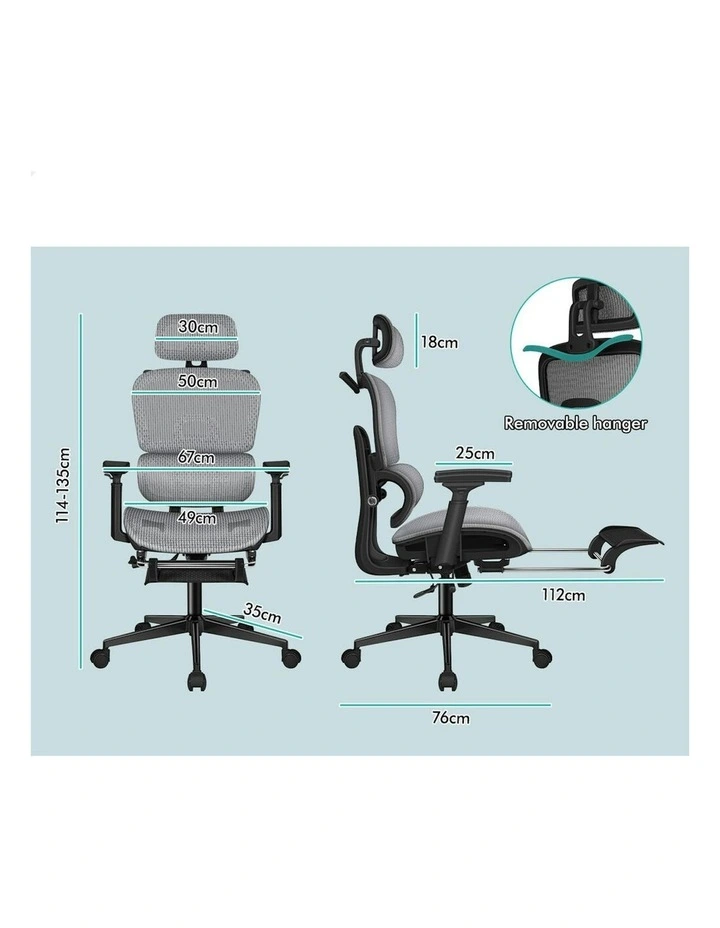 ALFORDSON Ergonomic Office Chair Mesh Executive Racing Computer Seat Black Grey image 7