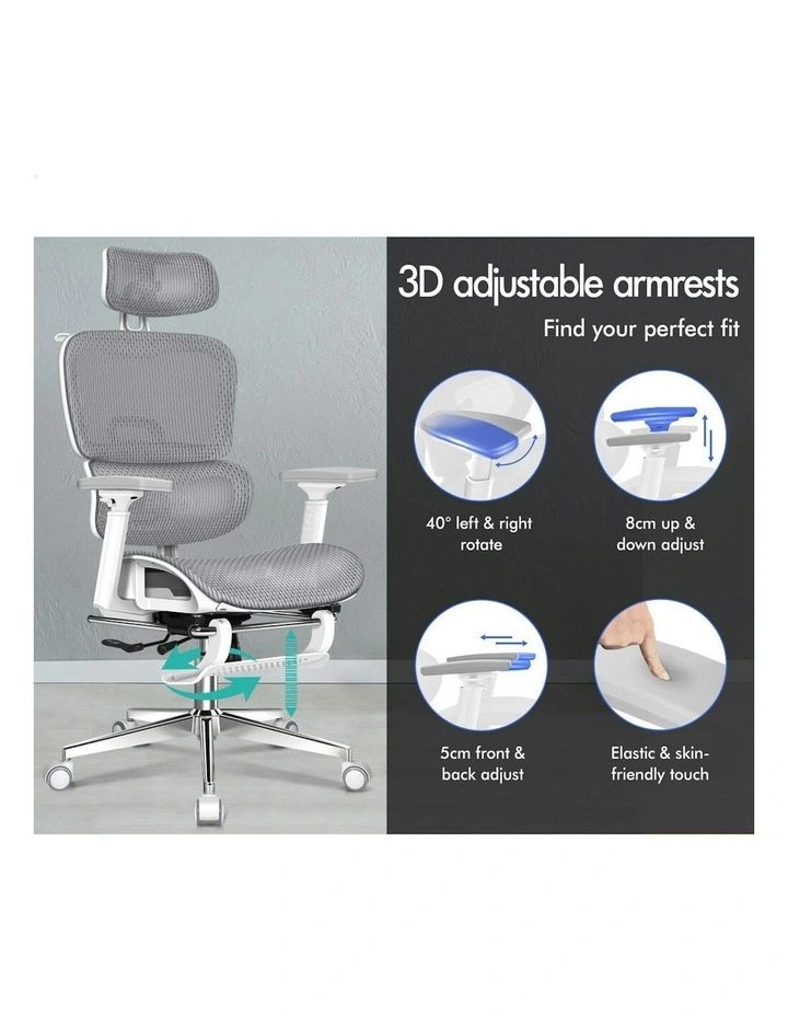 ALFORDSON Ergonomic Office Chair Executive White Grey image 5