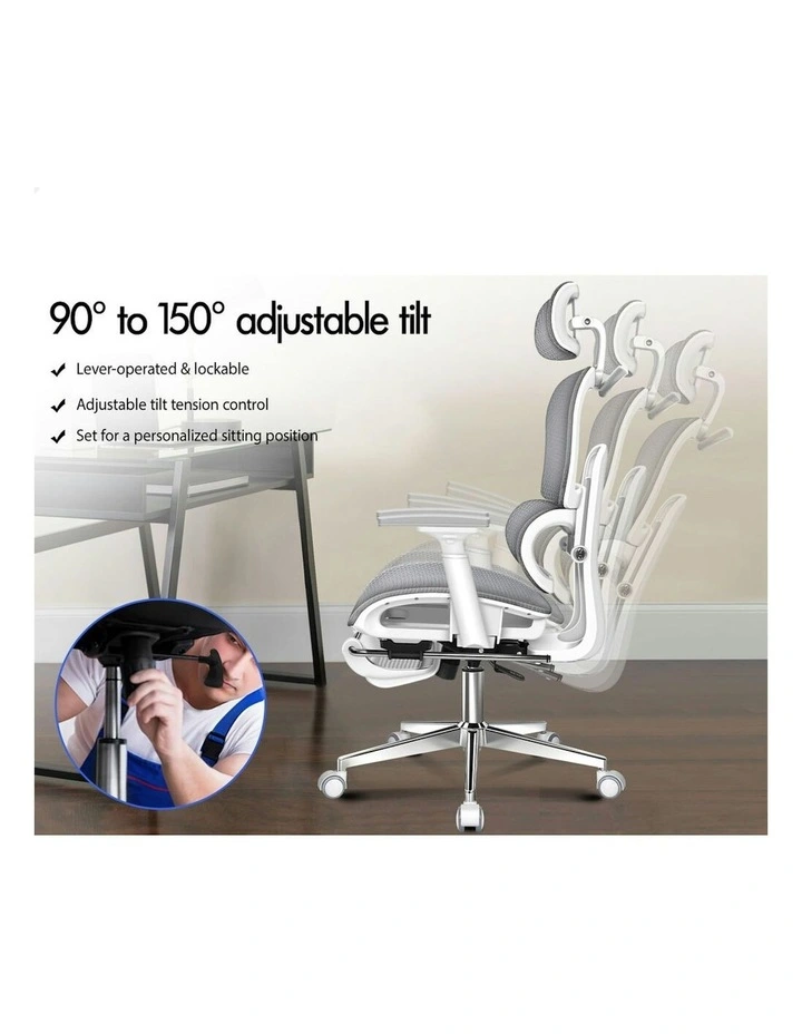 ALFORDSON Ergonomic Office Chair Executive White Grey image 6