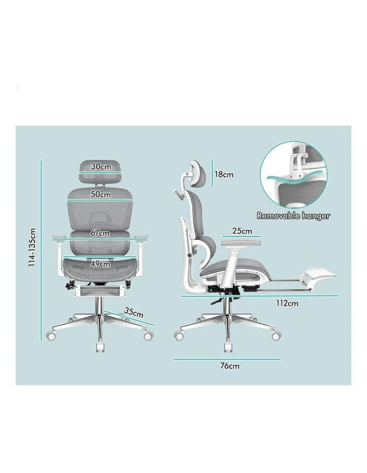 ALFORDSON Ergonomic Office Chair Executive White Grey image 7