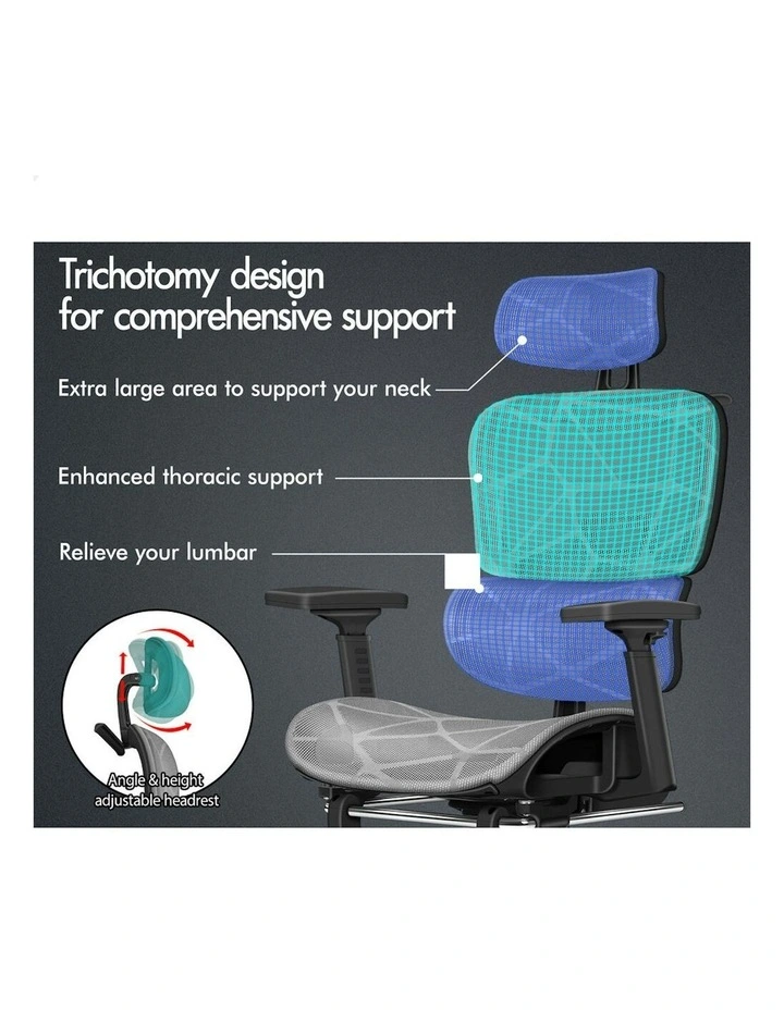 ALFORDSON Ergonomic Office Chair Mesh Executive Gaming Work Seat Black Grey image 2