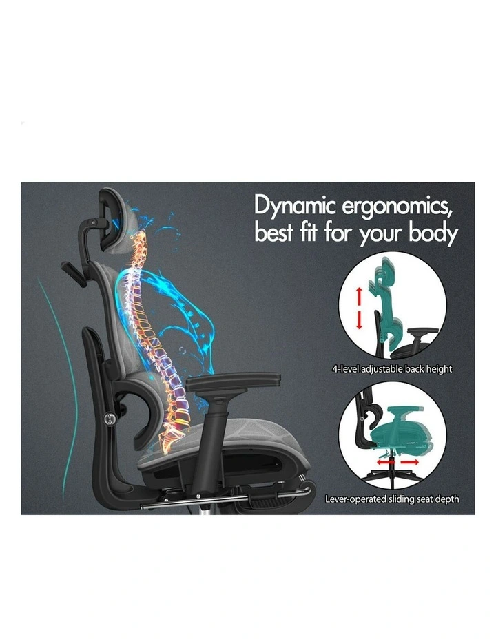 ALFORDSON Ergonomic Office Chair Mesh Executive Gaming Work Seat Black Grey image 3