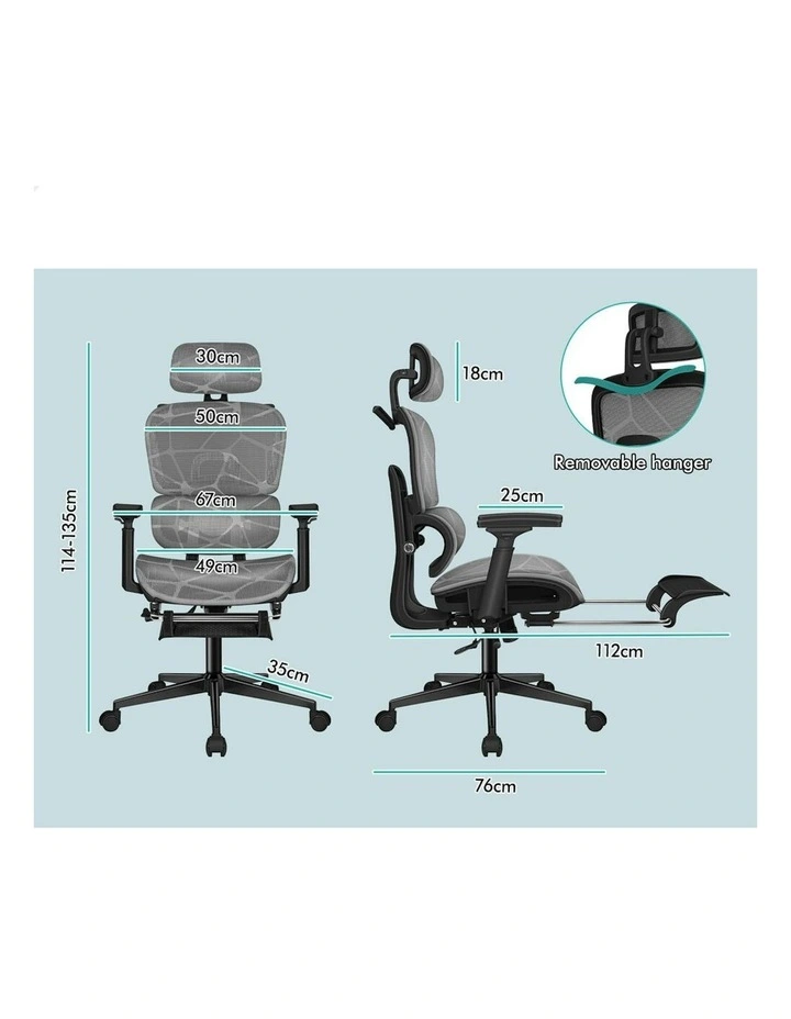 ALFORDSON Ergonomic Office Chair Mesh Executive Gaming Work Seat Black Grey image 7