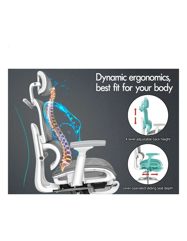 ALFORDSON Ergonomic Office Chair Executive Grey White image 3