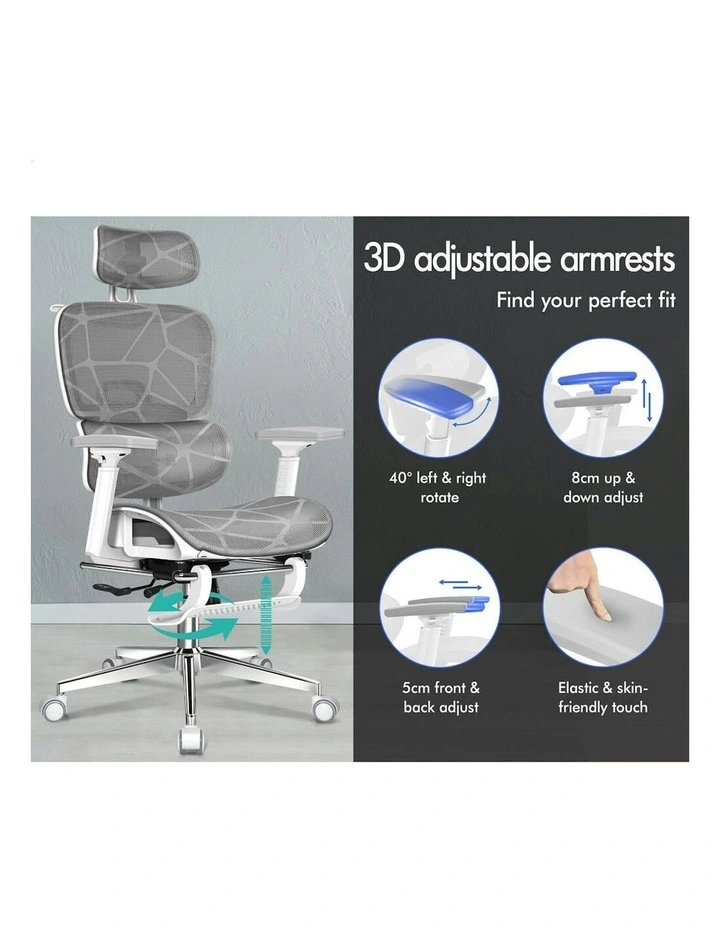 ALFORDSON Ergonomic Office Chair Executive Grey White image 5