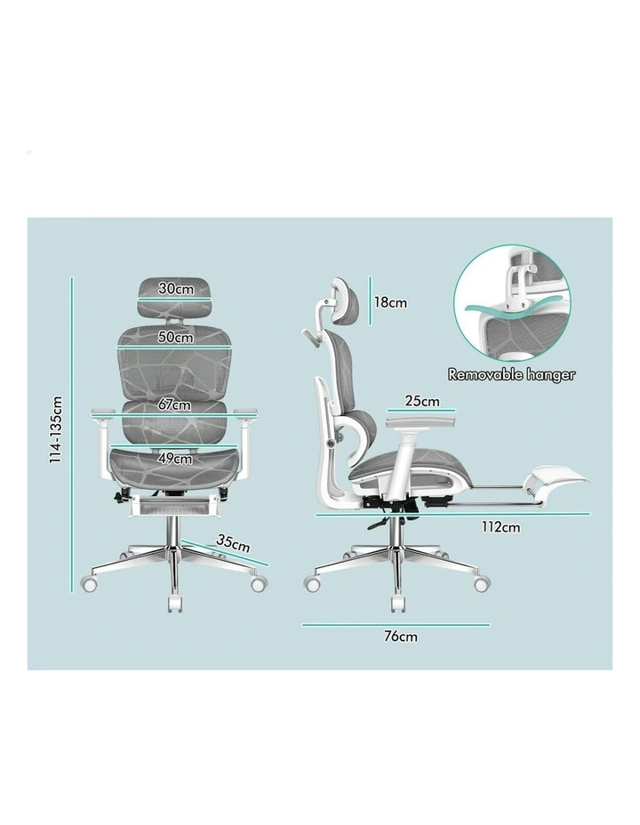 ALFORDSON Ergonomic Office Chair Executive Grey White image 7