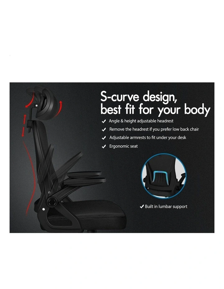 ALFORDSON Mesh Office Chair Fabric Seat All Black image 2