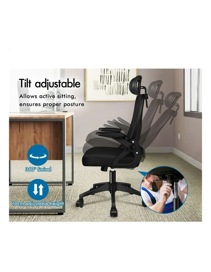 ALFORDSON Mesh Office Chair Fabric Seat All Black image 4