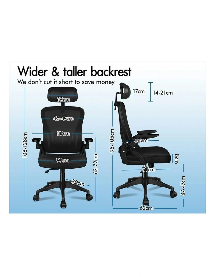 ALFORDSON Mesh Office Chair Fabric Seat All Black image 6