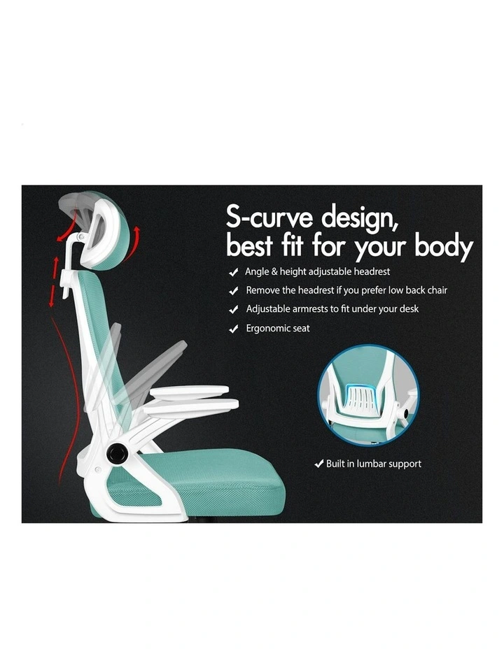 ALFORDSON Mesh Office Chair Fabric Seat Cyan image 2