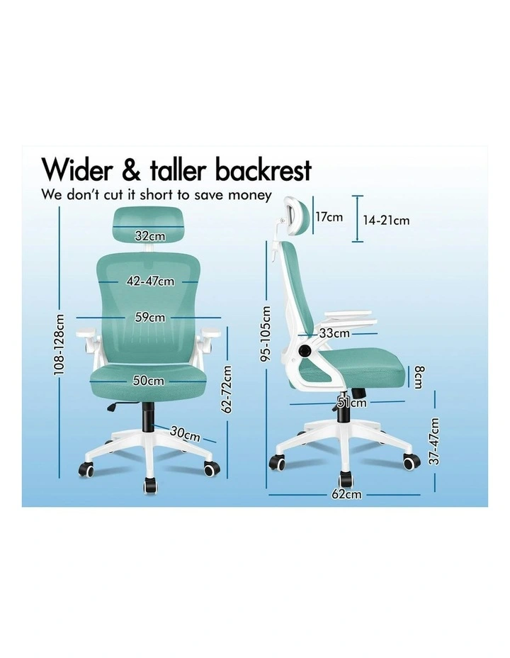 ALFORDSON Mesh Office Chair Fabric Seat Cyan image 6