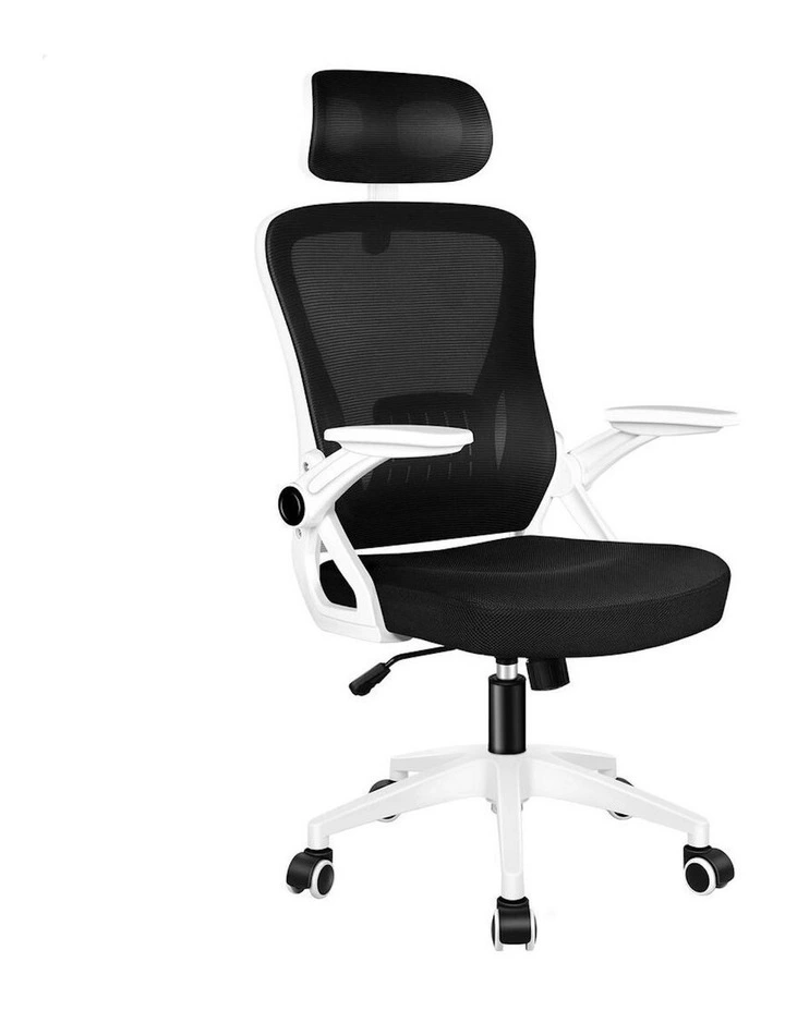ALFORDSON Mesh Office Chair Fabric Seat White Black image 1