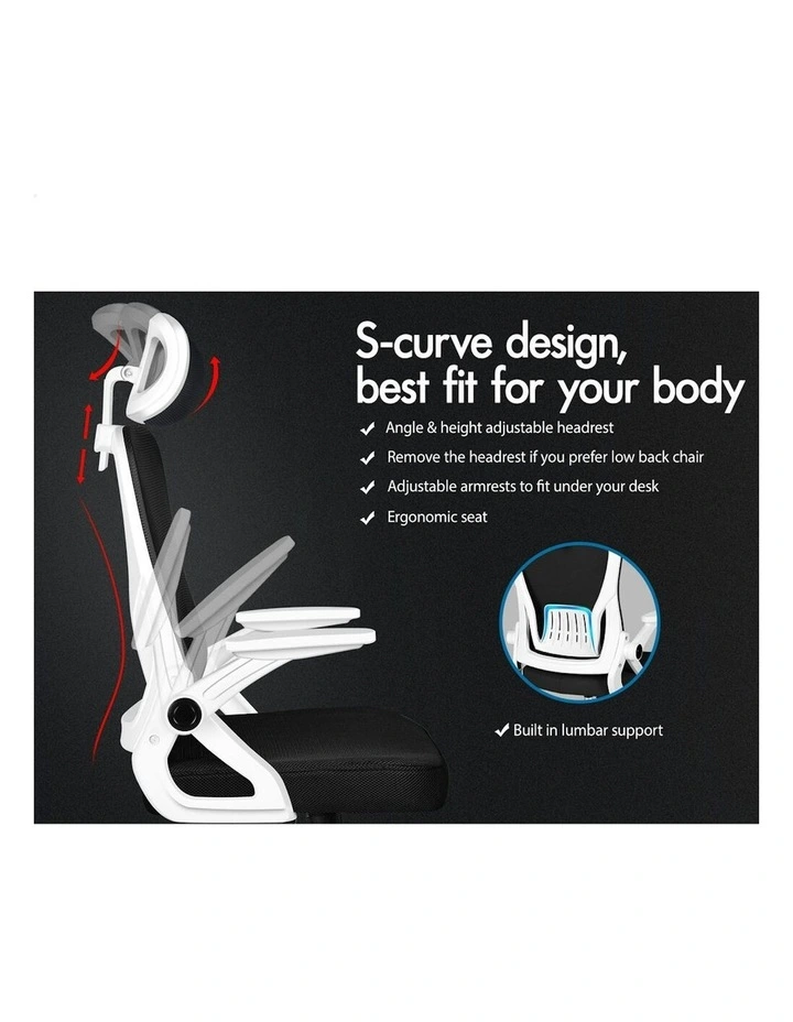 ALFORDSON Mesh Office Chair Fabric Seat White Black image 2