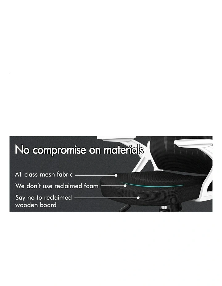 ALFORDSON Mesh Office Chair Fabric Seat White Black image 3