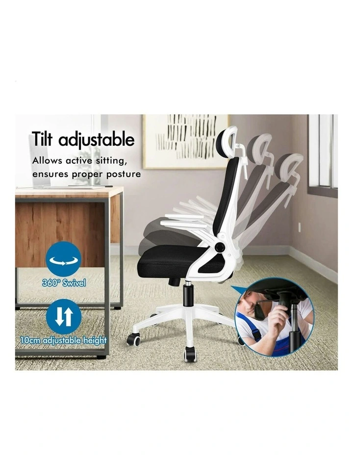 ALFORDSON Mesh Office Chair Fabric Seat White Black image 4