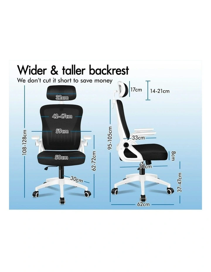 ALFORDSON Mesh Office Chair Fabric Seat White Black image 6