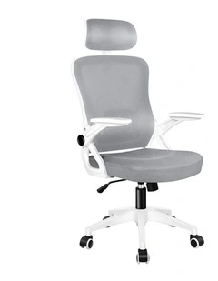 ALFORDSON Mesh Office Chair Fabric Seat White Grey